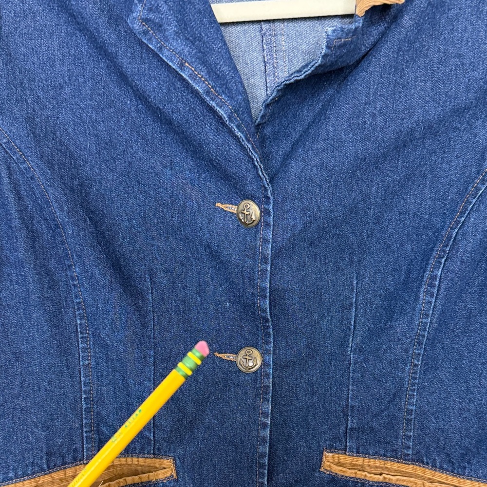 J.G. Hook Denim Jacket Petite 8P Cotton Corduroy Trim Fitted Western Style - Picture 10 of 13
